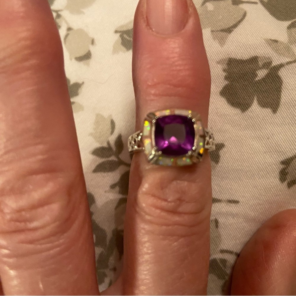 Amethyst/opal sterling ring